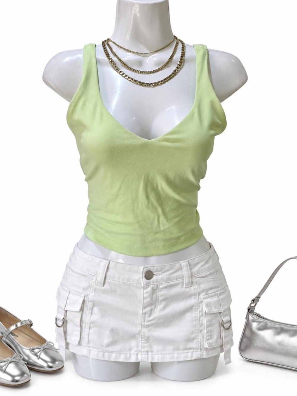 Lululemon Lime Green Cropped Tank Built In Bra Small